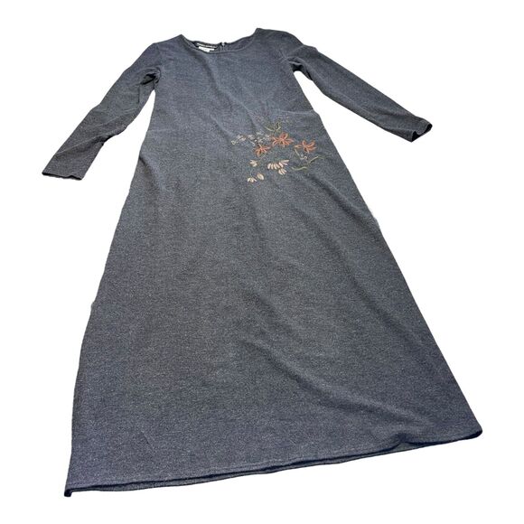 Donna Morgan A-Line Dress Women's 10 Gray Floral Stretch Back Zip Embroidered - Picture 1 of 7